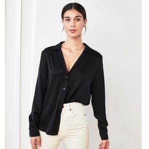 Quince black silk blouse - small